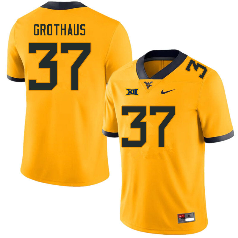 Men #37 Parker Grothaus West Virginia Mountaineers College Football Jerseys Sale-Gold - Click Image to Close